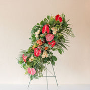 standing arrangement of flowers for funerals or memorial services