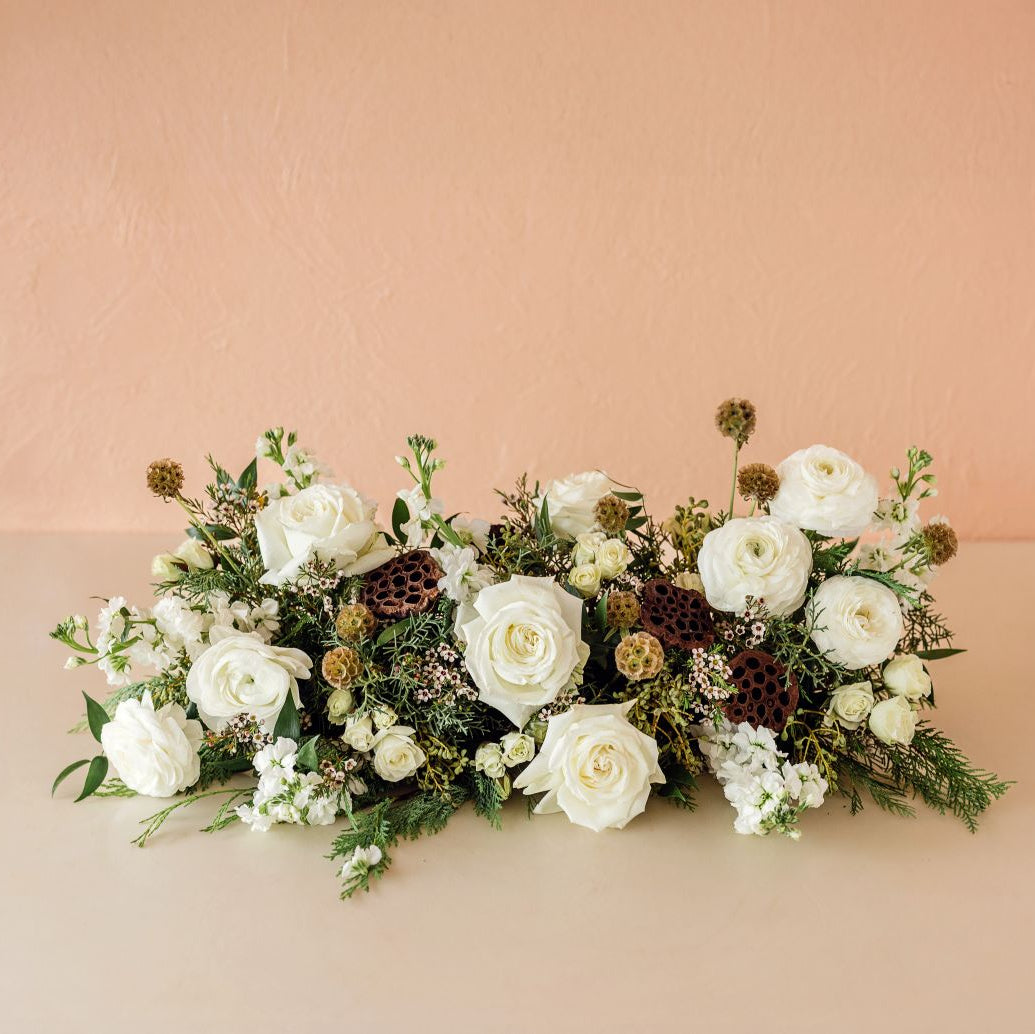 Fresh flower centerpiece for Hanukkah and Christmas