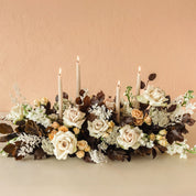 A holiday tablescape with candles