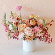 vibrant and luxe arrangement of vivid flowers with no greenery or filler