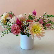 An arrangement with different types of dahlia flowers for workshops