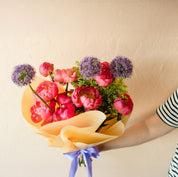 a spring wrap including peonies for Mother's Day