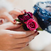 healthy and vibrant blooms are worn on the wrist for mothers of the bride, grandmothers, or other special guests