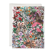 detailed multicolored floral stems cover the front of the card