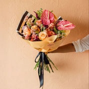 wrap tied with satin ribbon