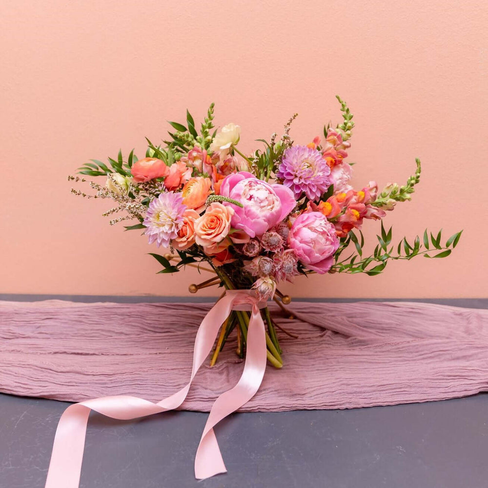 pink and orange bridal bouquet